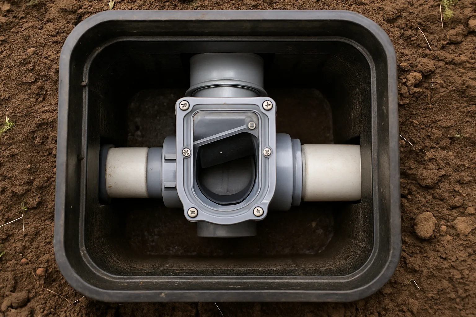 Backwater valve protecting a Stockton, CA home from sewer backup during heavy rain